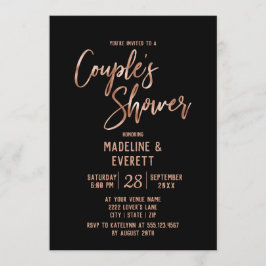 Roos Gold Typografie Couple's Shower Invitation Kaart