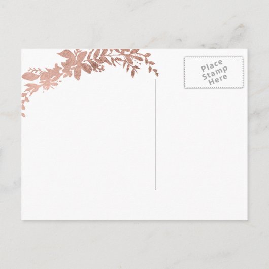 Roos Gold typografie floral navy, behalve de datum Aankondigingskaart (Achterkant)