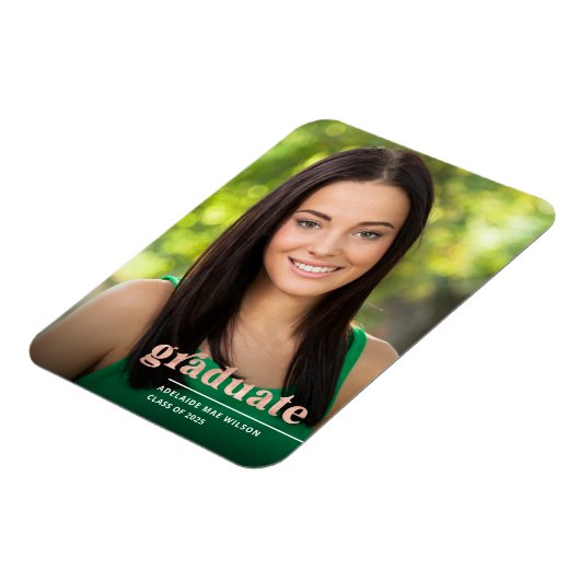 Roos Gold Typografie Foto Afstuderen aankondiging Magneet (Linkerzijde)