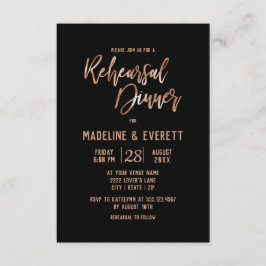 Roos Gold Typografie Huwelijksrepetitie Diner Kaart