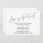 Roos Gold Typografie Liefde is Patient Wedding Del Kaart (Voorkant / Achterkant)