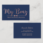 Roos Gold Typografie Navy Blue Mannen Accessoire Visitekaartje (Voorkant / Achterkant)