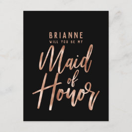 Roos Gold Typografie Zal je mijn bruidsmeisje zijn Kaart