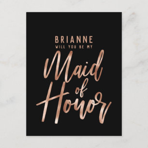 Roos Gold Typografie Zal je mijn bruidsmeisje zijn Kaart