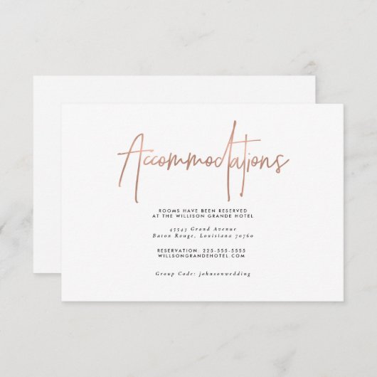 Roos Gold Typography Accommodaties behuizing Kaart (Voorkant / Achterkant)