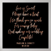 Roos Gold Typography Love is Sweet Treat Table Poster (Voorkant)