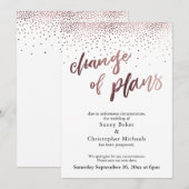 Roos Gold Uitgestelde bruiloft "Verandering van pl Kaart (Voorkant / Achterkant)