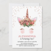 Roos Gold Unicorn Princess Birthday Kaart (Voorkant)