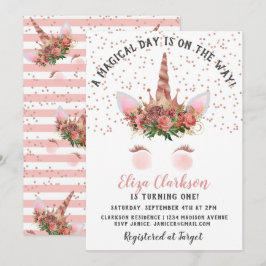 Roos Gold Unicorn Princess Birthday Kaart