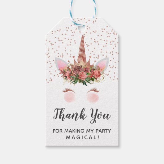 Roos Gold Unicorn Prinses bedankt Cadeaulabel (Voorkant)