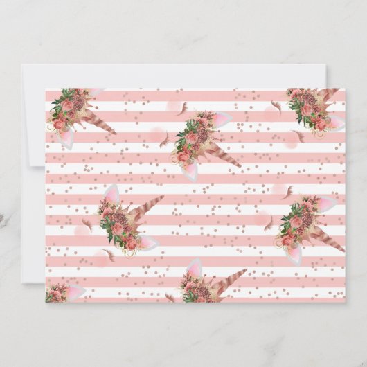 Roos Gold Unicorn Prinses bedankt Kaart (Achterkant)