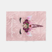 Roos Gold Unicorn Sparkle Princess Monogram Fleece Deken (Voorkant (Horizontaal))