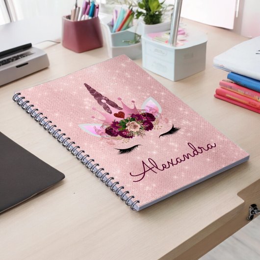 Roos Gold Unicorn Sparkle Princess Monogram Notitieboek