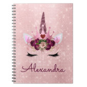 Roos Gold Unicorn Sparkle Princess Monogram Notitieboek (Voorkant)