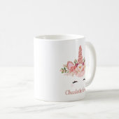 Roos Gold Unicorn / Waterverf roze rozen Koffiemok (Voorkant rechts)