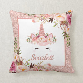  Roos Gold Unicorn Waterverf Rozen Nursery Kussen