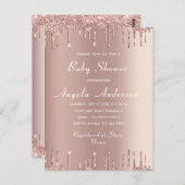 Roos Gold Uw QR Code Baby Girl Douche Uitnodiging (Voorkant / Achterkant)