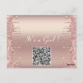 Roos Gold Uw QR Code Baby Girl Douche Uitnodiging (Achterkant)