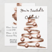 Roos Gold  Vakantie Party Uitnodiging (Voorkant / Achterkant)