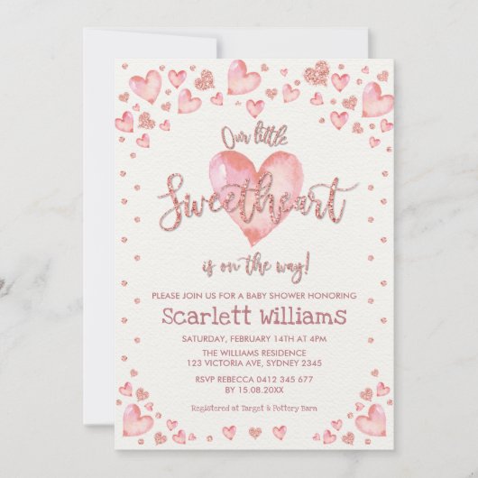 Roos Gold Valentijnse Sweeite Baby shower Kaart (Voorkant)