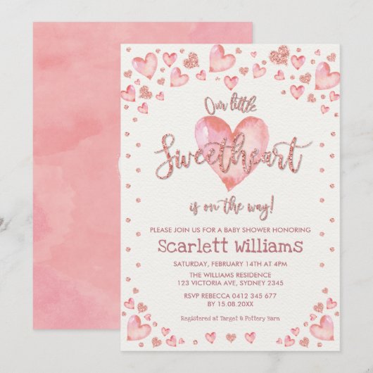 Roos Gold Valentijnse Sweeite Baby shower Kaart (Voorkant / Achterkant)