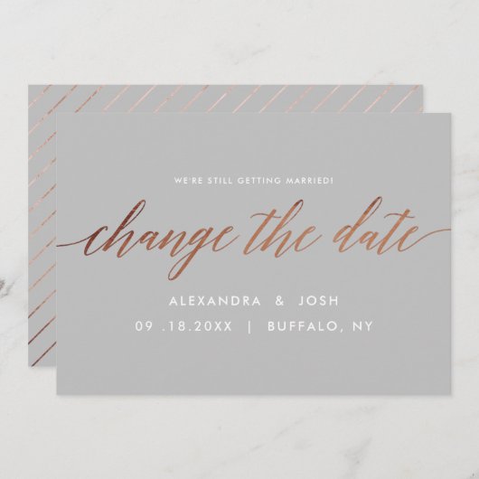 Roos Gold verander de datum waarop het huwelijk wo Save The Date (Voorkant / Achterkant)
