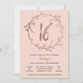 Roos Gold Verjaardag Meisjes 16e verjaardagsuitnod Kaart (Voorkant)