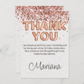 Roos Gold Verjaardagsfeestje Dank je kaart (Voorkant / Achterkant)