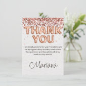 Roos Gold Verjaardagsfeestje Dank je kaart (Staand voorkant)