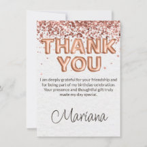 Roos Gold Verjaardagsfeestje Dank je kaart