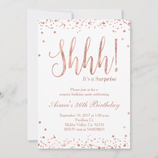 Roos Gold verjaardagsuitnodiging Kaart (Voorkant)