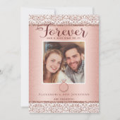 Roos Gold Verloving Fotoaankondiging Kaart (Voorkant)