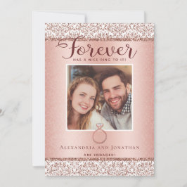 Roos Gold Verloving Fotoaankondiging Kaart