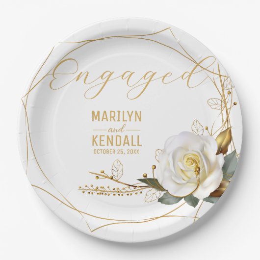 Roos Gold Verloving Papieren Bordje (Voorkant)