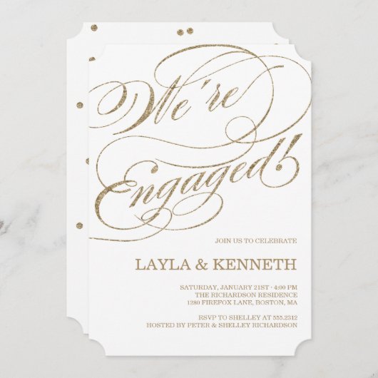 Roos Gold Verloving | Uitnodiging van de indienend (Voorkant / Achterkant)