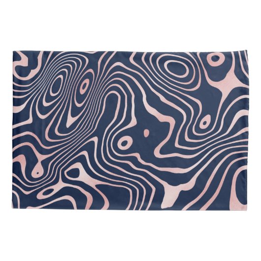 Roos Gold vloeistofdrager Abstract blauw design Kussensloop (Achterkant)