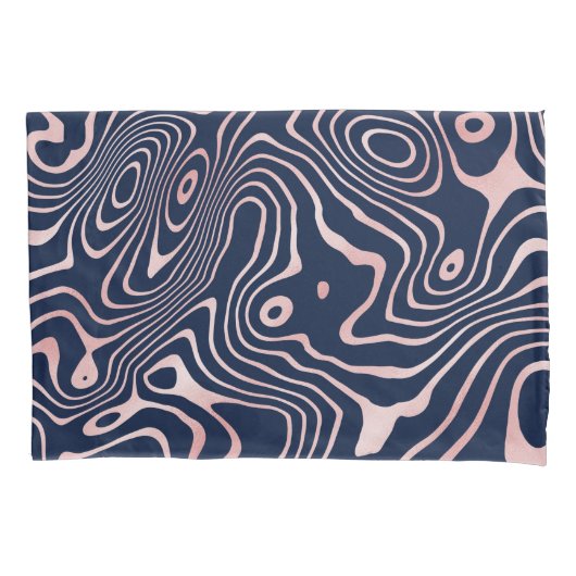 Roos Gold vloeistofdrager Abstract blauw design Kussensloop (Voorkant)