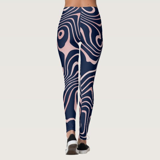Roos Gold vloeistofdrager Abstract blauw design Leggings (Achterkant)