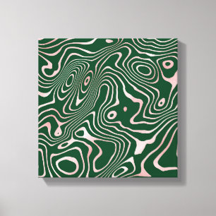 Roos Gold-vloeistofdrager Abstract groen ontwerp Canvas Afdruk