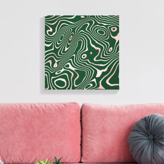 Roos Gold-vloeistofdrager Abstract groen ontwerp Canvas Afdruk (Insitu (Woonkamer))