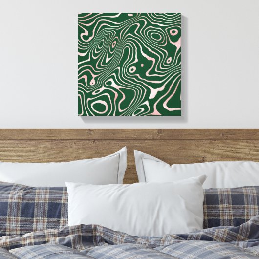 Roos Gold-vloeistofdrager Abstract groen ontwerp Canvas Afdruk (Insitu (Slaapkamer))
