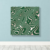 Roos Gold-vloeistofdrager Abstract groen ontwerp Canvas Afdruk (Insitu (Houten vloer))