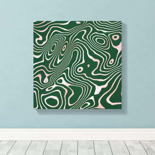 Roos Gold-vloeistofdrager Abstract groen ontwerp Canvas Afdruk (Insitu (Houten vloer))