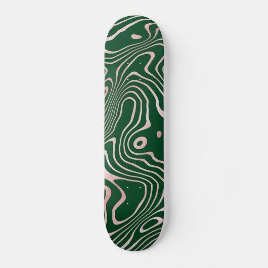Roos Gold-vloeistofdrager Abstract groen ontwerp Persoonlijk Skateboard (Voorkant)
