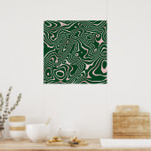 Roos Gold-vloeistofdrager Abstract groen ontwerp Poster (Keuken)