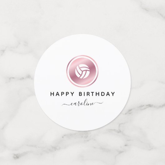 Roos Gold Volleyball Cute Girly Name Sport Thema Confetti (Kleine voorkant)