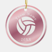 Roos Gold Volleyball Team Name & Year Cute Pink Keramisch Ornament (Voorkant)