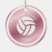 Roos Gold Volleyball Team Name & Year Cute Pink Keramisch Ornament (Achterkant)