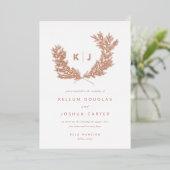 Roos Gold voor losse monogram bruiloft Folie Uitnodiging (Staand Voorkant)