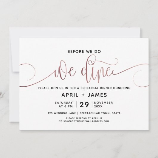 Roos Gold voor we een repetitief diner doen Kaart (Voorkant)